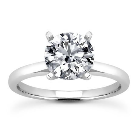 0.92 Carat Certified Diamond Solitaire Ring Round E VS2 Treated 14K White Gold