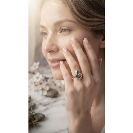 Pear Shape Diamond Crown Engagement Ring Set Fancy Gray 1.95 TCW 14K Rose Gold