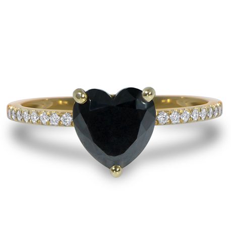 Black Heart Diamond Hidden Halo Engagement Ring 14K Rose Gold 2.22 TCW