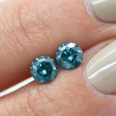 Loose Round Matching Pair Blue Diamonds 0.94 TCW SI3