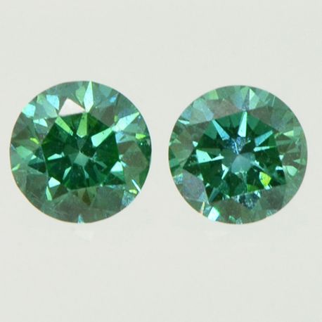 Round Cut Diamond Pair Fancy Green Color VS2 0.48 TCW