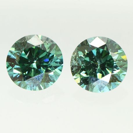 Round Diamond Pair Fancy Green Color SI1 0.63 TCW