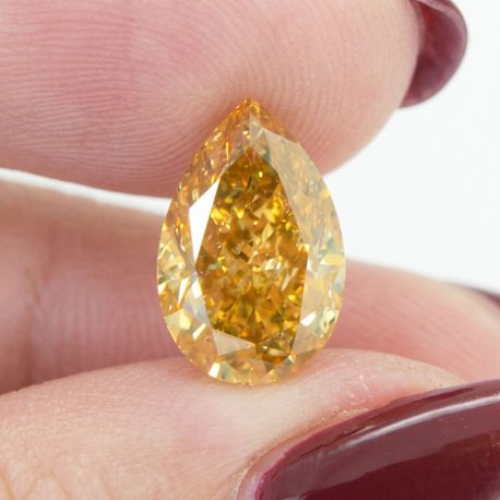 Pear Shape Diamond Natural Fancy Orange 0.53 Carat VS2