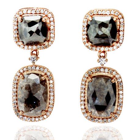 Rose Cut Natural Diamond Drop Halo Earrings Cushion Shape 14K Gold 7.26 TCW