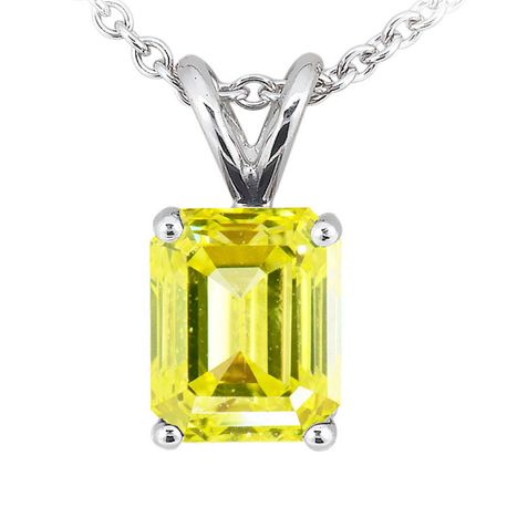 1.01 Carat Diamond Solitaire Pendant Yellow Emerald 14K White Gold VS1