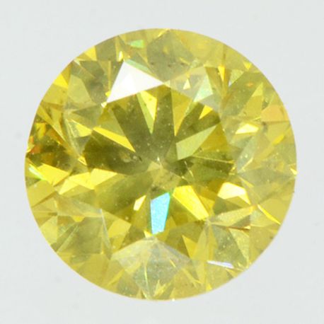 Round Cut Diamond Fancy Yellow Color Loose 0.90 Carat VS2