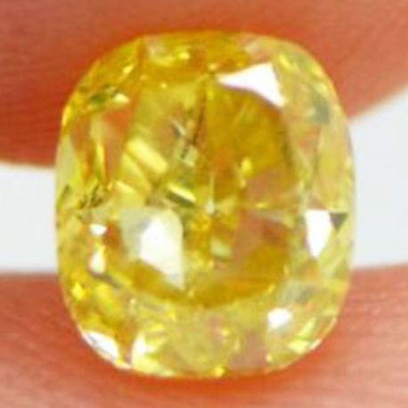 Loose Cushion Shaped Diamond Fancy Yellow Color Natural Enhanced 1.06 Carat VS2