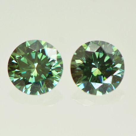 Round Shape Diamond Matching Pair Fancy Green VS2 0.46 TCW