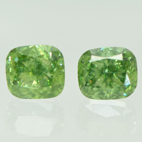 Cushion Cut Diamonds Pair Fancy Green Color VS2 0.86 TCW