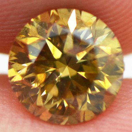 Round Cut Diamond Fancy Champagne Color 1.87 Carat 
