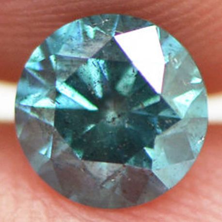 Round Cut Diamond Loose Fancy Blue Color SI2 0.72 Carat Enhanced For Engagement