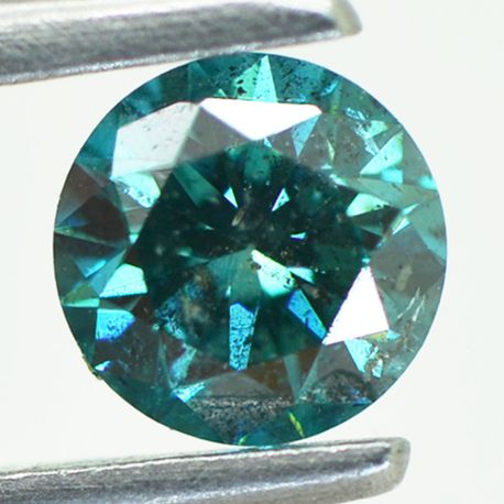 Loose Round Shape Diamond Fancy Blue Color SI1 Certified Enhanced 0.72 Carat