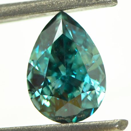 Pear Shape Diamond Fancy Greenish Blue 0.73 Carat SI2 IGI Certified