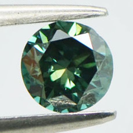 Loose Round Shape Diamond Fancy Green 0.59 Carat Enhanced VS2 Certified For Ring