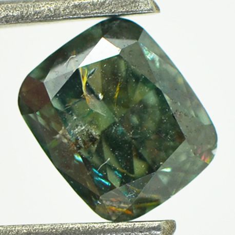 Cushion Diamond Fancy Deep Green Color 1.46 Carat 