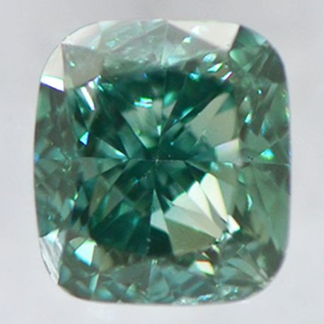 Cushion Shaped Diamond Fancy Green Blue Color 0.56 Carat SI1 IGI Certificate