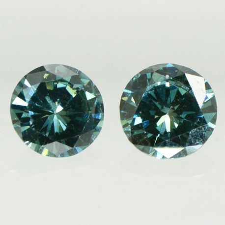 Round Cut Diamond Pair Fancy Turquoise VS1 0.57 TCW
