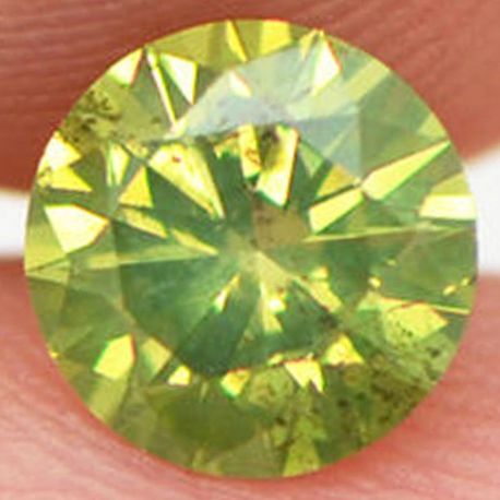 Round Shape Diamond Loose Greenish Yellow 0.72 Carat SI2 Enhanced For Wedding