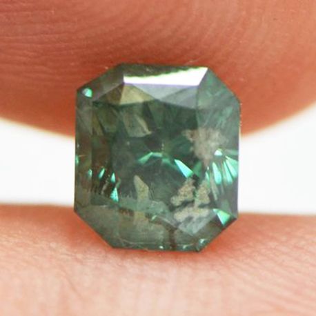 Radiant Shape Diamond Loose 1 ct Fancy Green Enhanced I1 Certified 5.14X5.78 MM