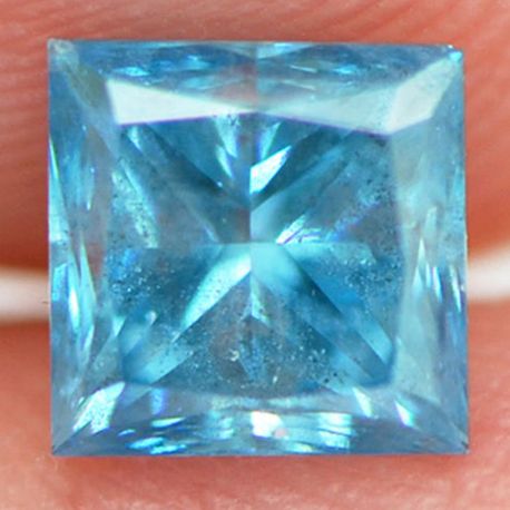 Fancy Blue Princess Shaped Loose Diamond 1 Carat SI2 Certified Enhanced 5.11 MM