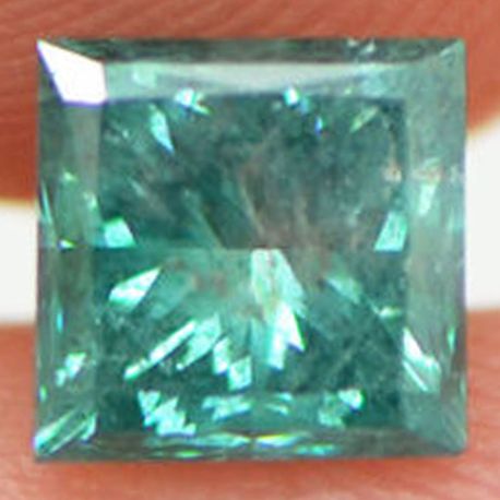 Princess Shape Diamond Fancy Turquoise Color I1 Loose One Carat Enhanced Real