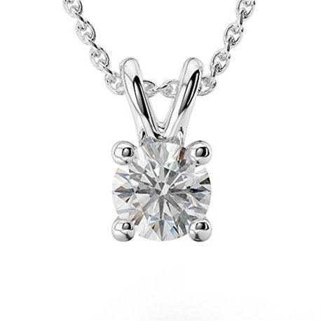 Solitaire Diamond Pendant Necklace 1 Ct Total Carat Weight - Model 4-PRONG SPLIT BAIL