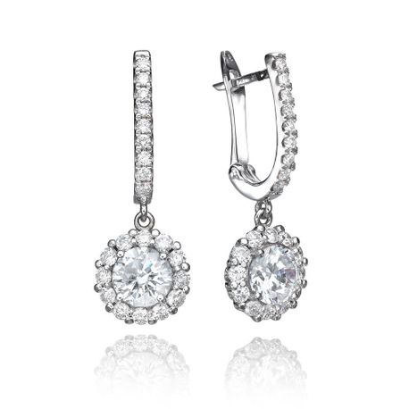 Diamond Halo Drop Earrings 1.20 ct TCW - Model ERA03