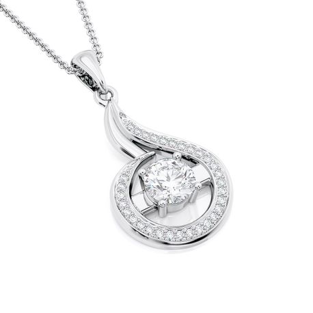 Sollitaire&Side stones Diamond Pendant Necklace 1.31 Ct Total Carat Weight - Model PEISLI