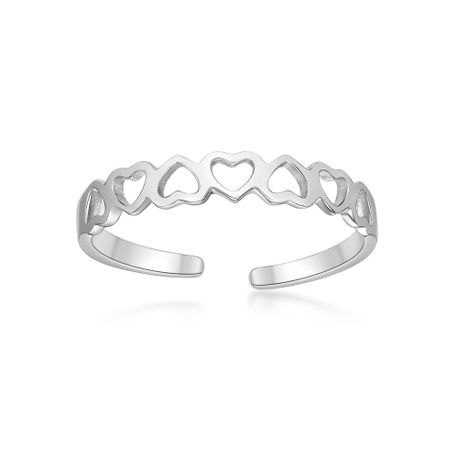 Women's Heart Adjustable Toe Ring, 10K White Gold, 3 MM Wide | Lavari Jewelers