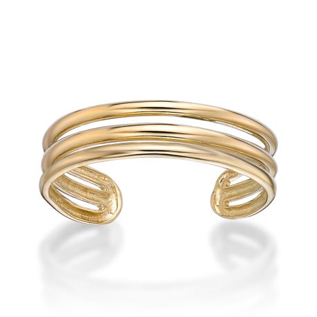 Women's TrIon Platingle Band Toe Ring, 10K Yellow Gold, 5.7 MM