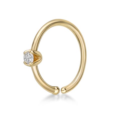Women's Diamond Hoop Nose Ring, 14K Yellow Gold, .02 Carat, 22 Gauge, 1.7 MM | Lavari Jewelers