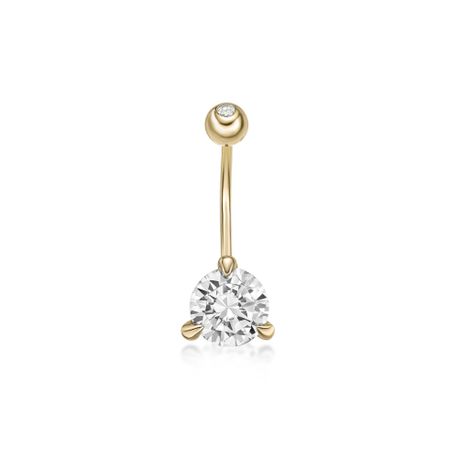 10K Yellow Gold 8 MM Cubic Zirconia Belly Ring