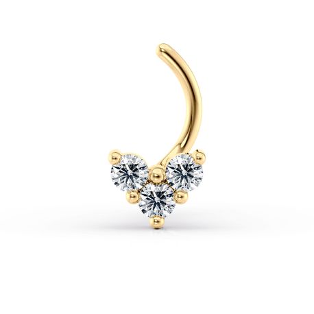 14K Yellow Gold Heart Shaped Curved Screw Nose Ring, 20 Gauge
