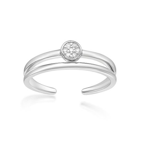 Sterling Silver Double Band Adjustable Toe Ring, 0.035 Carat