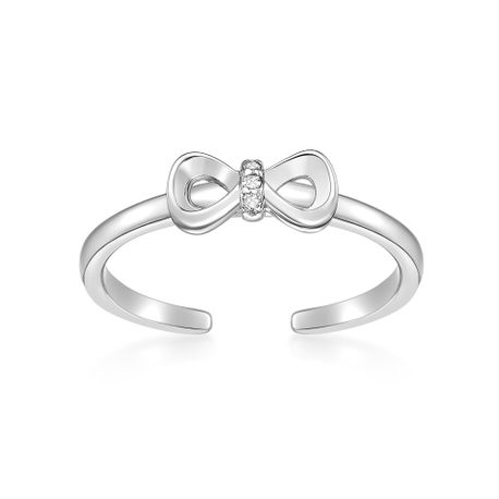 Sterling Silver Bow Adjustable Toe Ring, 0.015 Carat