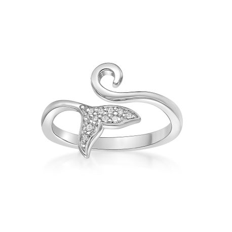 Sterling Silver Mermaid Tail Adjustable Toe Ring, 0.044 Carat
