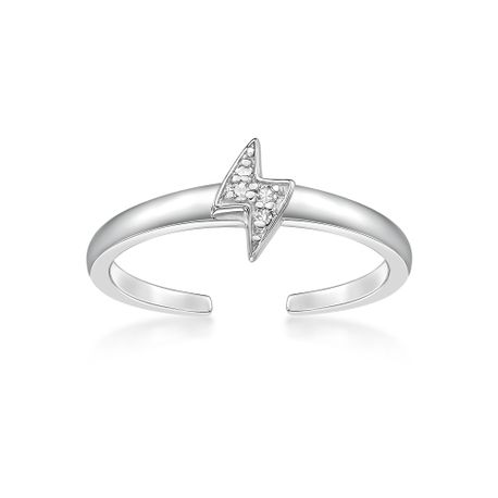 Sterling Silver Lightning Bolt Adjustable Toe Ring, 0.03 Carat