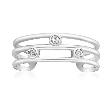 10K White Gold Cubic Zirconia Triple Band Toe Ring