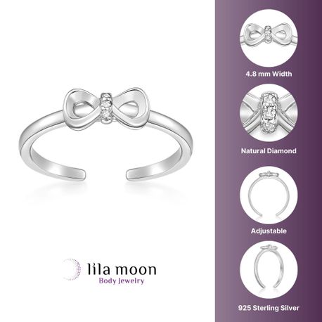 Sterling Silver Bow Adjustable Toe Ring, 0.015 Carat