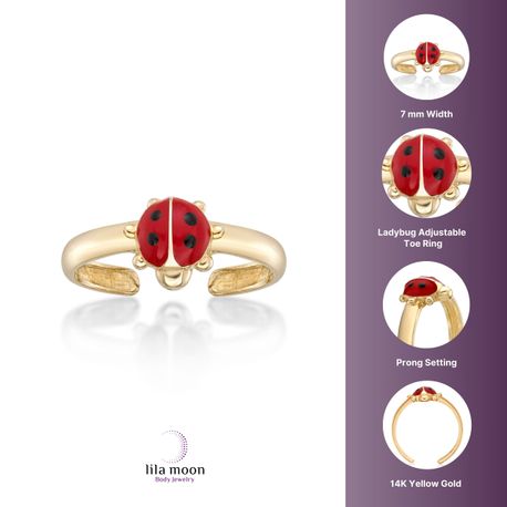 14K Yellow Gold Ladybug Toe Ring