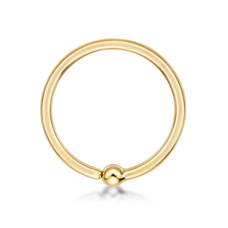14K Yellow Gold Fixed Captive Bead 5/8 Inch Nipple Hoop Ring
