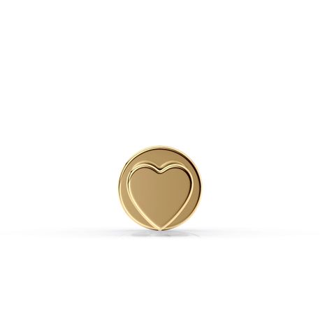 14K Yellow Gold Heart Internally Threaded Micro Labret, 16 Gauge