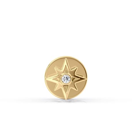 14K Yellow Gold  Star Internally Threaded Cubic Zirconium Micro Labret, 16 Gauge