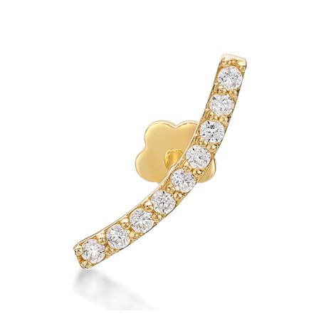 14K Yellow Gold Cubic Zirconia Curve Cartilage Earring