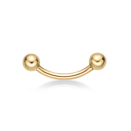 14K Yellow Gold Curved 5/16 Inch Barbell Eyebrow Ring