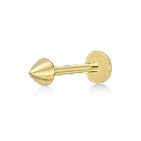 14K Yellow  Gold Micro Labret Stud with 3 MM Cone Spike