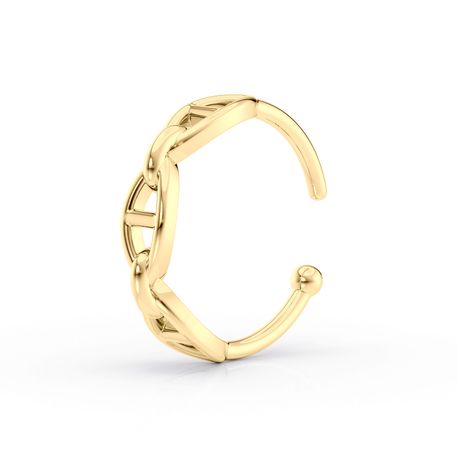 10K Yellow Gold Hoop Chain Link Nose Ring, 20 Gauge