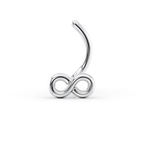 14K White Gold Infinity Curved Screw Nose Ring, 20 Gauge