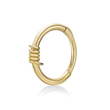 14K Yellow Gold 10 MM Twist Design Hoop Earring with Multi-Purpose Clicker