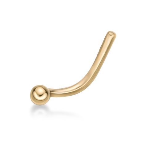 14K Yellow Gold 1.2 MM Ball Curved Nose Stud, 20 Gauge